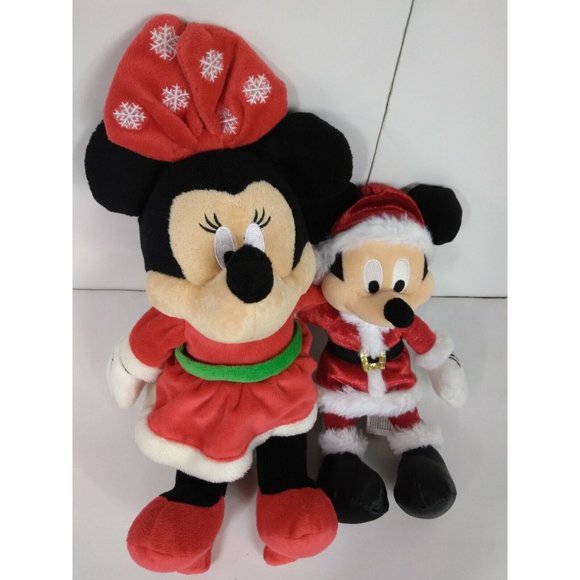 Disney Christmas Mickey Minnie Mouse Mr/Mrs Santa Claus Stuffed Plushie Toy SET - Picture 4 of 12